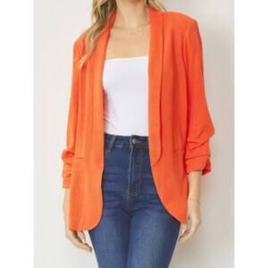 Entro Red Open-Front Draped Cardigan Size XL
